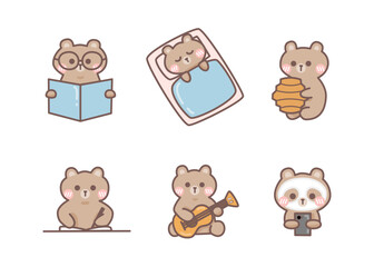 Cute Bear Daily Activity Stickers
