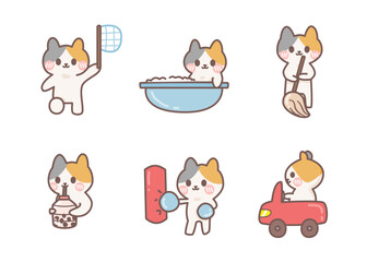 Cute Cat Daily Activity Stickers