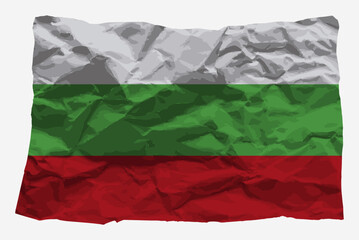 Bulgaria flag on crumpled paper vector, copy space, Country logo concept, flag with wrinkled texture paper
