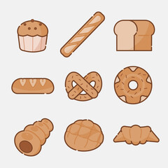Bread Bakery Icon Set