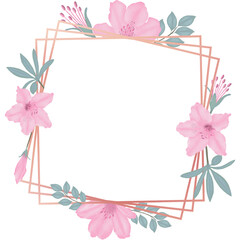 Pink flowers watercolor azalea illustration.