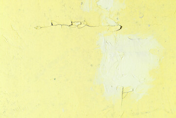 Cracked Plastered Yellow Wall or Floor. Repair Required. Abandoned Premises. Conceptual Background. CloseUp.