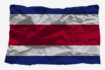 Costa Rica flag on crumpled paper vector, copy space, Country logo concept, flag with wrinkled texture paper