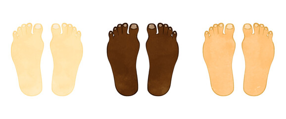 Illustration set of cute feet in the world