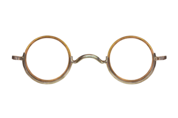 Vintage circular eyeglasses isolated on a transparent background
