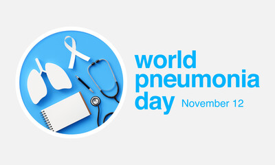 Fototapeta premium World Pneumonia day is observed every year on November 12, it is an infection that inflames the air sacs in one or both lungs. 3D Rendering