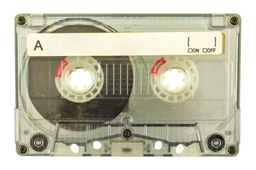 Vintage old audio compact cassette on a transparent background - obrazy, fototapety, plakaty