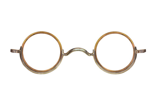 Vintage circular eyeglasses isolated on a transparent background