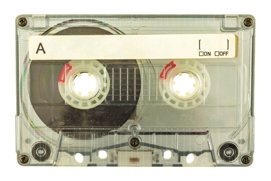 Vintage old audio compact cassette on a transparent background