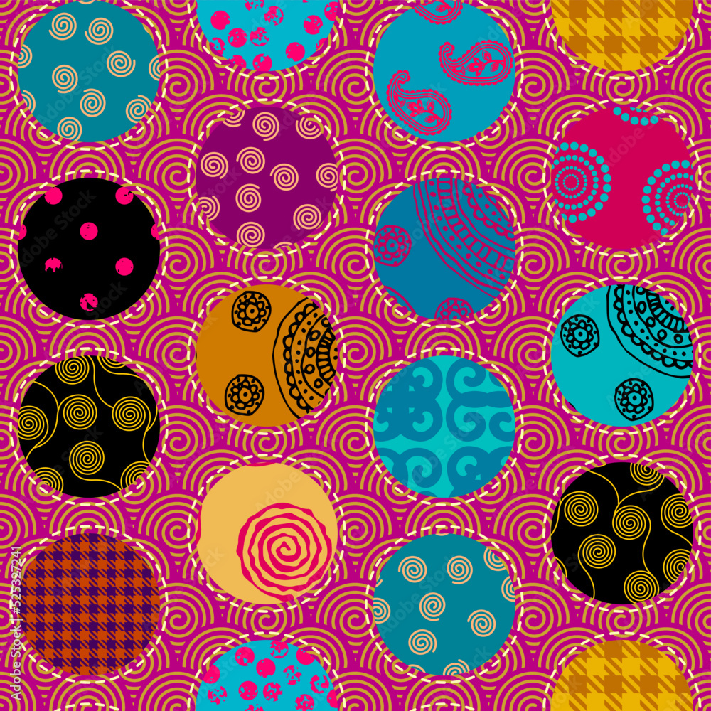 Poster Patchwork textile pattern. Seamless quilting design background.