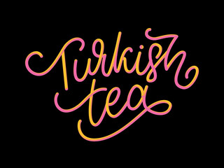 Turkish traditions of tea ceremony. Tea time. Decorative elements for your design. Vector Illustration with oriental cup on white background.