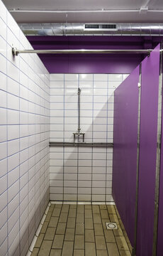 Men's showers in a gym