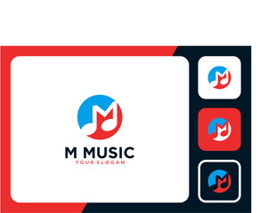 music logo design with tone and letter m