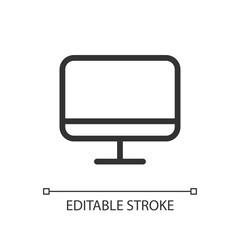 TV display pixel perfect linear ui icon. Television. Electronics store. Online marketplace. GUI, UX design. Outline isolated user interface element for app and web. Editable stroke. Arial font used