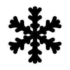 Simple snowflake icon, vector flat single black color isolated on white. Christmas