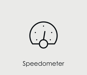 Speedometer vector icon. Editable stroke. Symbol in Line Art Style for Design, Presentation, Website or Mobile Apps Elements, Logo.  Speedometer symbol illustration. Pixel vector graphics - Vector