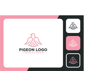 pigeon logo design with flying and line art
