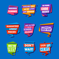 Obraz premium Advertising sticker set, vector illustration