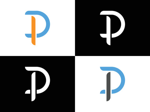 PC logo. PC white letter logo. initial letter PC modern linked. initial letter logo CP, PC, p inside c rounded lowercase black monogram. C P or P C letter template logo design vector.eps