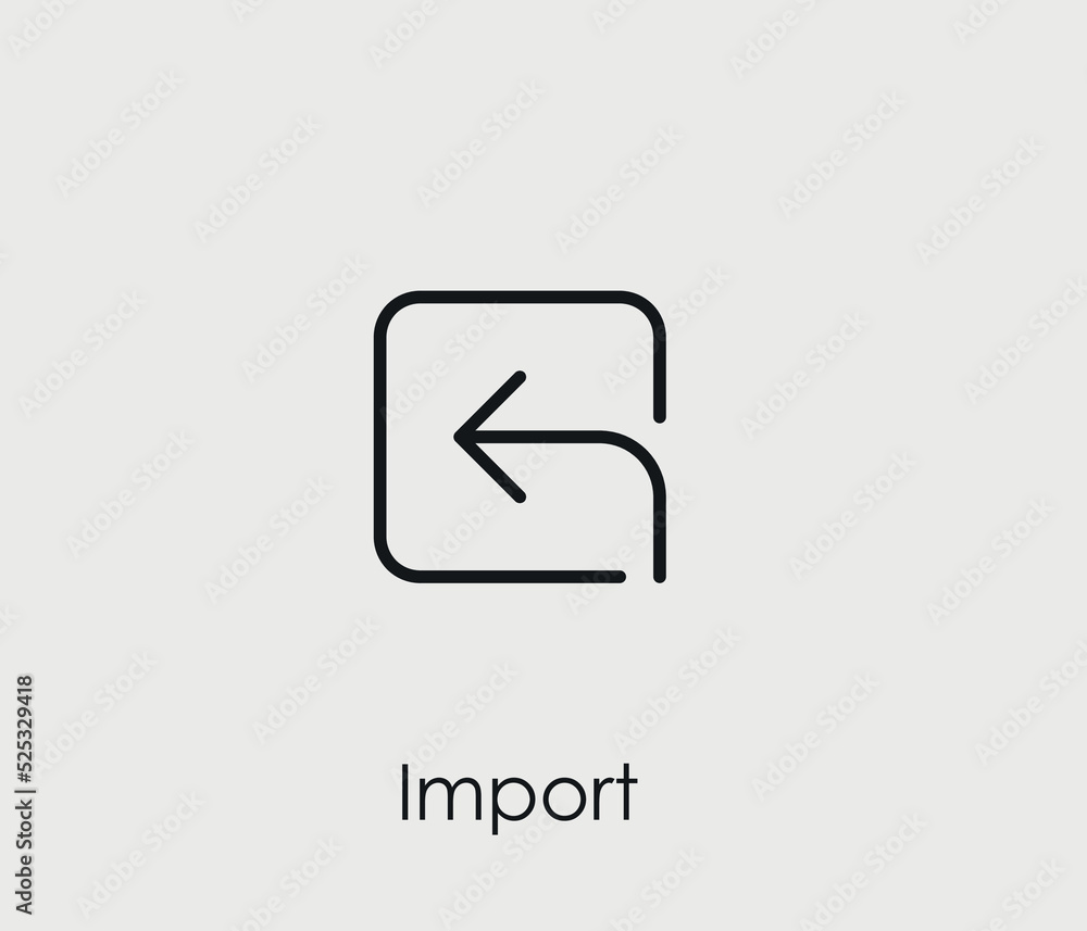 Poster import vector icon. editable stroke. symbol in line art style for design, presentation, website or m