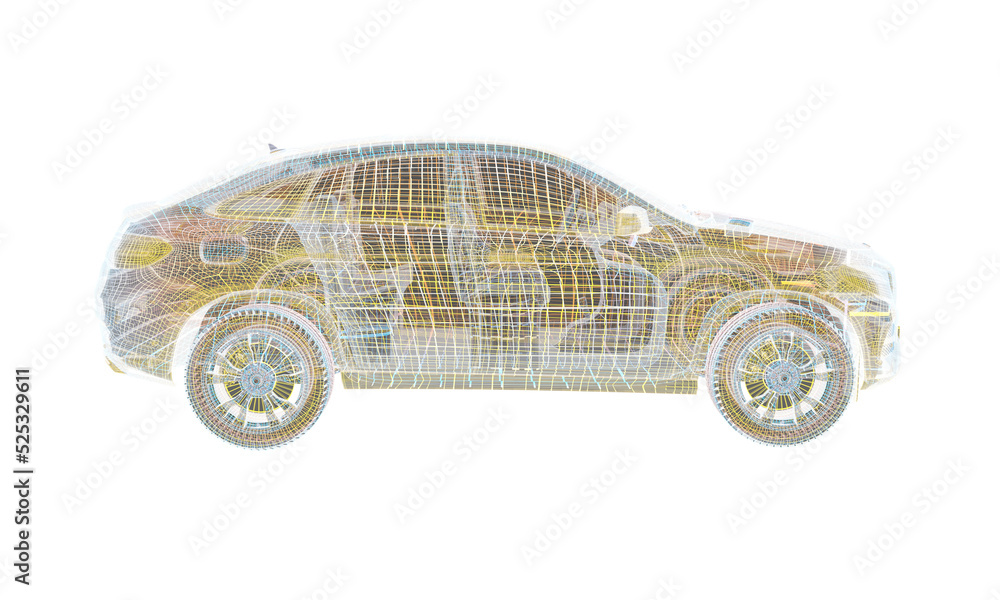 Poster 3d isometric image of a smart or intelligent car.