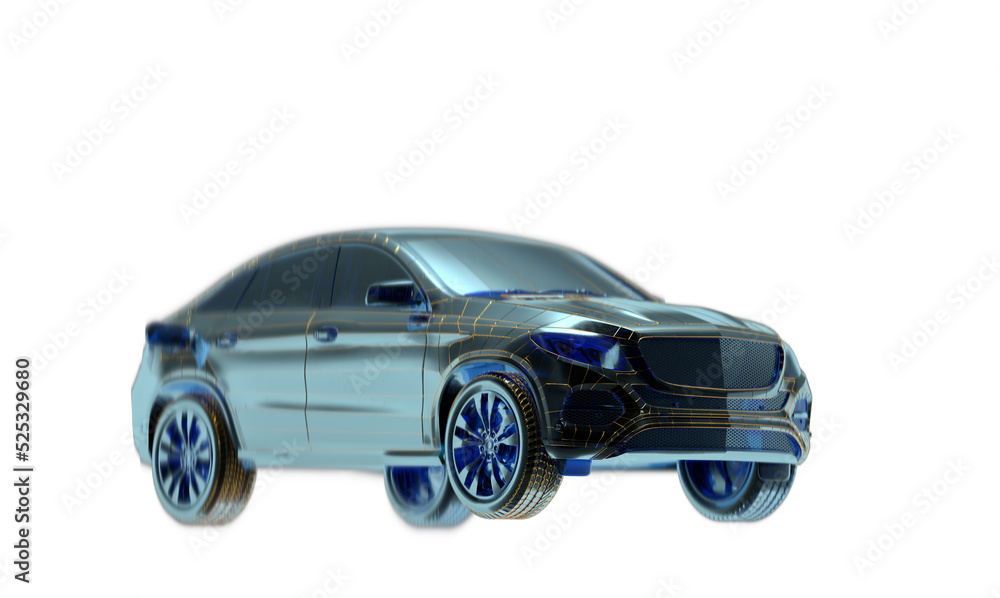 Poster 3d isometric image of a smart or intelligent car.