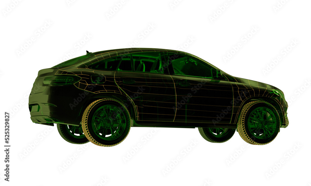 Poster 3d isometric image of a smart or intelligent car.