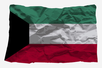 Kuwait flag on crumpled paper vector, copy space, Country logo concept, flag with wrinkled texture paper