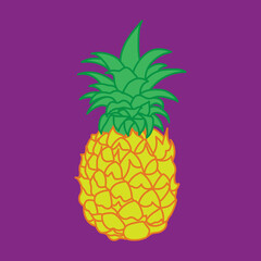 Pineapple vector illustration in cartoon style pop style, perfect for t shirt design and education for kids