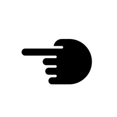 Hand pointing aside black glyph icon. Index finger showing direction. Informative hand gesture. Communication signal. Silhouette symbol on white space. Solid pictogram. Vector isolated illustration