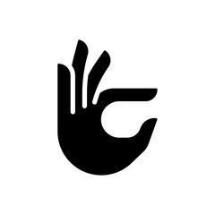 Fingers holding small item black glyph icon. Demonstration of hand gesture. Interaction sign. Communication way. Silhouette symbol on white space. Solid pictogram. Vector isolated illustration