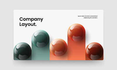 Trendy corporate identity design vector template. Amazing 3D spheres pamphlet layout.