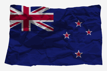 New Zealand flag on crumpled paper vector, copy space, Country logo concept, flag with wrinkled texture paper