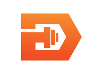 Fototapeta premium Letter D Logo With barbell. Fitness Gym logo with white background