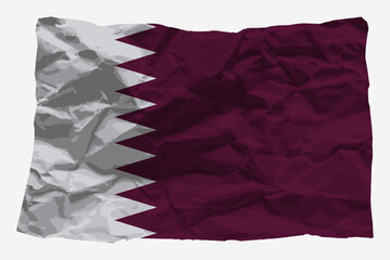 Qatar flag on crumpled paper vector, copy space, Country logo concept, flag with wrinkled texture paper