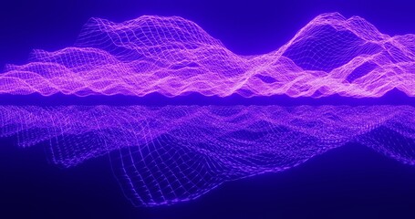 Abstract virtual reality environment background, cyberspace curved surface, neon grid 3d render