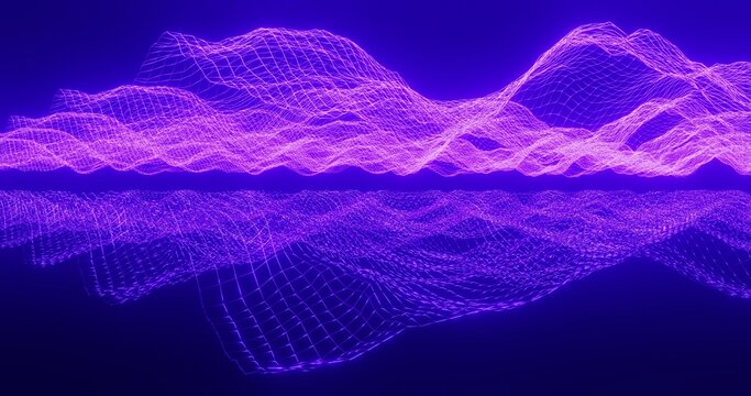 Abstract virtual reality environment background, cyberspace curved surface, neon grid 3d render © Annuitti