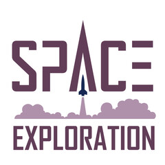 Space Exploration Logo with Purple Text