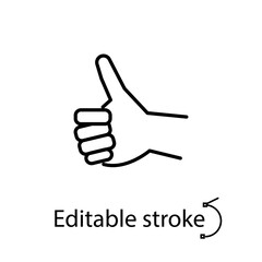 Like outline icon. Hand pose emblem. Pop art style. Minimal pictogram. Isolated vector stock illustration