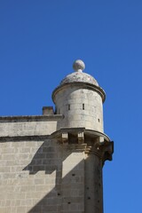 Italy, Salento: Detail of house in Maglie with old turret.