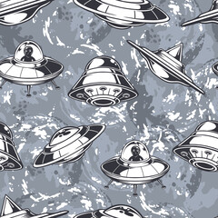 Alien invasion pattern seamless monochrome
