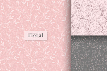 Hand drawn pink floral pattern collection