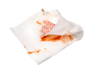 White dirty napkin isolated on white.