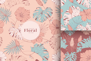 beautiful vintage tropical Garden Floral Patterns