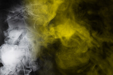 Yellow steam on a black background.