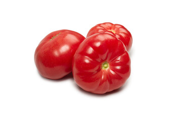 Red fresh tomato isolated on white background.