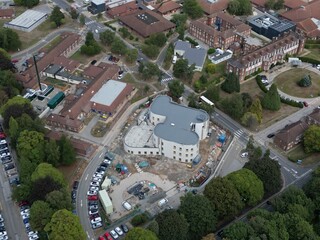 aerial view of Castle Hill Hospital is an NHS hospital to the west of Cottingham, East Riding of Yorkshire, England, and is run by Hull University Teaching Hospitals NHS Trust