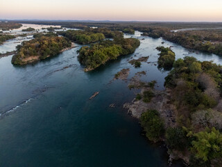 Wonderful Tocantins River with its tributaries forming islands just after sunset