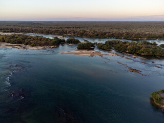 Wonderful Tocantins River with its tributaries forming islands just after sunset