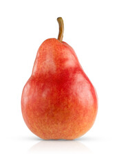 Red pear isolated on white background with clipping path.